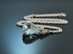 Around 1990! Wonderful aquamarine diamond pendant with...