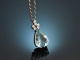 Around 1990! Wonderful aquamarine diamond pendant with platinum chain
