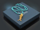 Around 1970! Filigree fish pendant with long turquoise chain, gold-plated silver