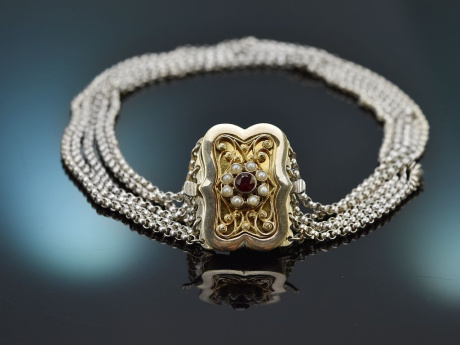 Austria around 1980! Beautiful 5-row dirndl choker necklace in silver 835