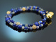 Deep Blue! Ausgefallene Armb&auml;nder aus Lapislazuli, Sodalith, Saphir, Labradorith, Silber 925 vergoldet