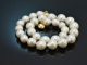 Big Pearls! Sch&ouml;ne gro&szlig;e Zuchtperlen Kette mit vergoldeter Schlie&szlig;e Silber 925