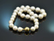 Big Pearls! Sch&ouml;ne gro&szlig;e Zuchtperlen Kette mit vergoldeter Schlie&szlig;e Silber 925