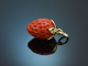 From our studio! Large coral strawberry pendant in 585 gold