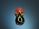 From our studio! Large coral strawberry pendant in 585 gold