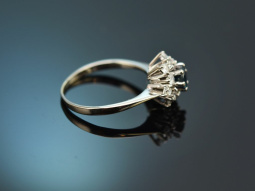Um 1975! Klassischer Ring mit Saphir und Brillanten aus...