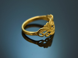 Around 1990! Hand-forged ring with vine motif in 750 gold