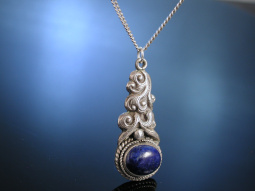 Lapislazuli Anh&auml;nger mit Kette Silber Schottland um 1930