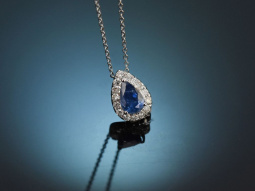 Classic drop necklace with sapphire and diamonds in 750...