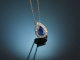 Classic drop necklace with sapphire and diamonds in 750 white gold