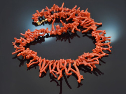 Large Italian branch coral necklace with silver 925...