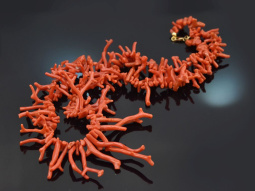 Large Italian branch coral necklace with silver 925...
