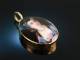Um 1880! Anhänger Miniatur Malerei Dame mit Rose Porzellan Pinchbeck vergoldet