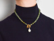 Aus unserer Werkstatt! Handgearbeitete Kette aus Gr&uuml;nachat mit Tropfenzuchtperle und Silber 925