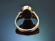 Around 1930! Beautiful coat of arms signet ring with heliotrope in 333 gold