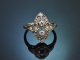 Munich around 1930! Beautiful Art Deco ring with diamonds in white gold 585