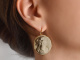 Around 1870! Large lava cameo earrings in gold-plated silver