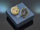 Around 1870! Large lava cameo earrings in gold-plated silver