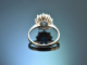 Wien um 1985! Feiner klassischer Saphir Brillant Ring aus Wei&szlig;gold 585