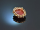 Um 1880! Historische Brosche mit Achat Kamee Diamantrosen und Saatperlen aus Gold 585