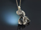 Polen um 1960! Gro&szlig;er Lilien Anh&auml;nger mit Kette aus Silber 925