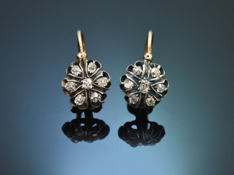 Wien um 1905! H&uuml;bsche Ohrringe mit Diamanten aus Gold 585