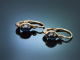 Salzburg around 1905! Earrings with sapphires and diamond roses in rose gold 585 with case