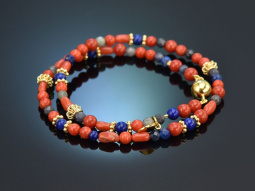 Ancient Chic! Fancy bracelet coral sapphire lapis lazuli...