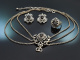 M&uuml;nchen um 1960! Trachten Kette Ring und Ohrclipse mit Granat aus Silber 835