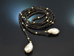 From our studio! Long smoky quartz necklace with baroque...