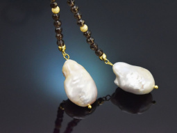 From our studio! Long smoky quartz necklace with baroque...