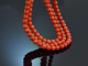 From our workshop! 3-row necklace made of Italian precious coral Clasp gold-plated silver