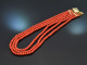 From our workshop! 3-row necklace made of Italian precious coral Clasp gold-plated silver