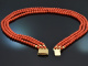 From our workshop! 3-row necklace made of Italian precious coral Clasp gold-plated silver