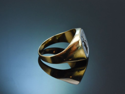Um 1965! Klassischer Wappen Siegel Ring mit blauem Achat...