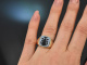 Around 1965! Classic coat of arms signet ring with blue agate in 333 gold