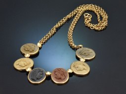 Italien um 1880! Lava Kameen Collier aus vergoldetem Silber