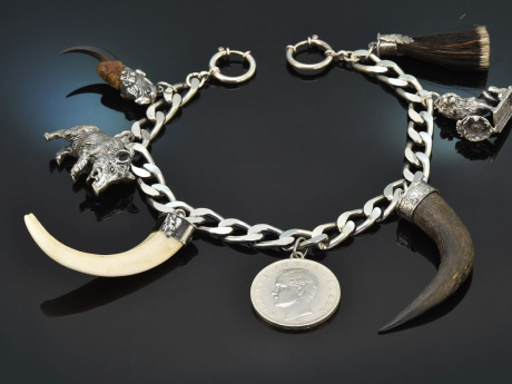 Tegernsee around 1950! Large silver charivari with 7 silver pendants