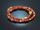 Lovely Corals! Fancy bracelet Mediterranean coral 2-row silver 925 gold-plated