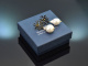 Coral reef! Chic earrings baroque cultured pearls black enamel silver 925 gold-plated
