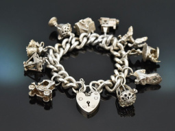 Birmingham 1973! Schweres englisches Bettelarmband mit 10...