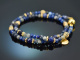 Deep Blue! Fancy Armband aus Saphir Kyanit Sodalith Labradorit und Silber 925 vergoldet