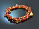Summery Orange! Fancy Armband 2reihig Karneol Citrin Achat Silber 925 vergoldet