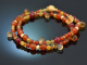 Summery Orange! Fancy Armband 2reihig Karneol Citrin Achat Silber 925 vergoldet