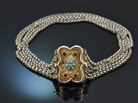 Bayern um 1950! H&uuml;bsche Trachten Kropf Kette 5reihig aus Silber 800