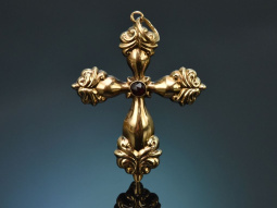 Um 1860! Historischer Kreuz Anh&auml;nger mit Granatrose...