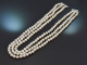 Around 2010! Particularly fine cultured pearl necklace 3 rows with diamond clasp white gold 585