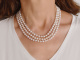 Around 2010! Particularly fine cultured pearl necklace 3 rows with diamond clasp white gold 585