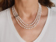Around 2010! Particularly fine cultured pearl necklace 3 rows with diamond clasp white gold 585