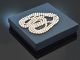 Around 2010! Particularly fine cultured pearl necklace 3 rows with diamond clasp white gold 585
